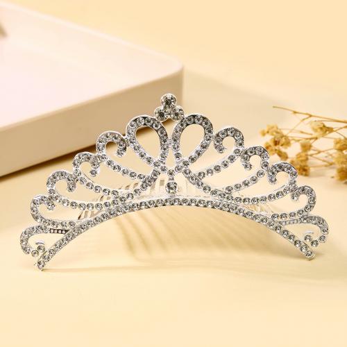 Bridal Tiaras Zinc Alloy with Rhinestone fashion jewelry & for woman & with rhinestone silver color nickel lead & cadmium free Sold By PC