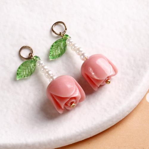 Resin Jewelry Findings with Plastic Pearl & Acrylic Flower handmade DIY nickel lead & cadmium free Sold By PC