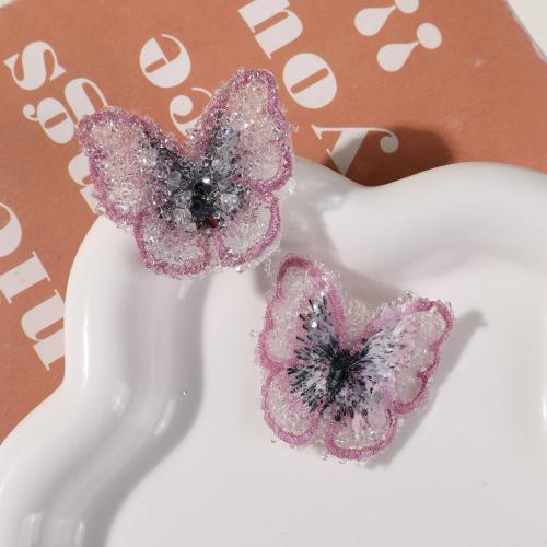 Hair Accessories DIY Findings Cloth with Glass Rhinestone Butterfly multifunctional Sold By PC