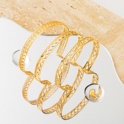 Stainless Steel Bangle 304 Stainless Steel 18K gold plated fashion jewelry & for woman golden Inner Approx 55mm Sold By PC