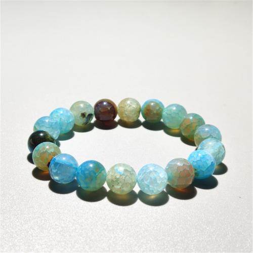 Agate Jewelry Bracelet Dragon Veins Agate Round fashion jewelry & Unisex Length Approx 18 cm Sold By PC