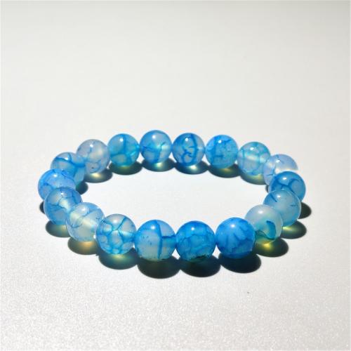 Agate Jewelry Bracelet Dragon Veins Agate Round fashion jewelry & Unisex Length Approx 18 cm Sold By PC