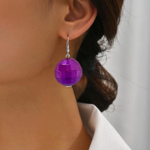 Resin Earring with Zinc Alloy Round plated & for woman Sold By Pair