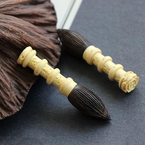 Wood Pendants Boxwood with Black Sandalwood Chinese Brush Carved DIY Sold By PC
