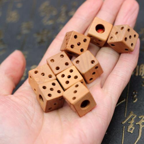 Wood Pendants Peach Wood Dice Carved DIY 16mm Sold By PC