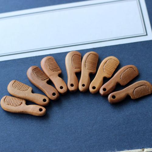 Wood Pendants Peach Wood Comb Carved DIY yellow Sold By PC
