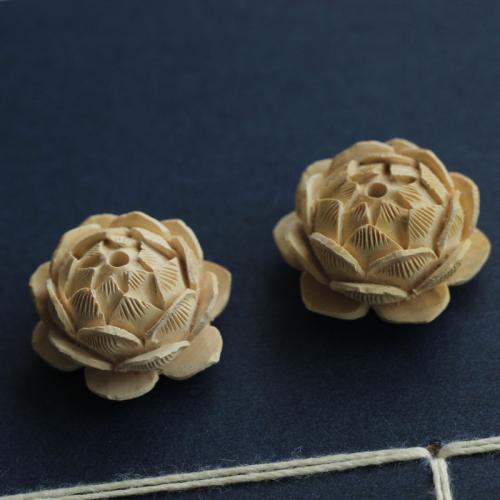 Wood Beads Boxwood Flower Carved DIY Sold By PC