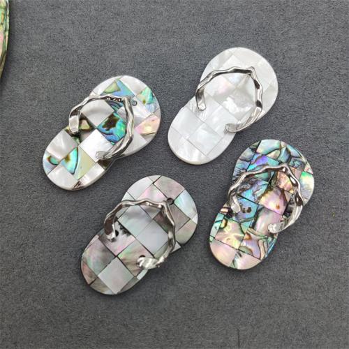 Shell Pendants with Zinc Alloy Slipper silver color plated fashion jewelry & DIY mixed colors Sold By PC