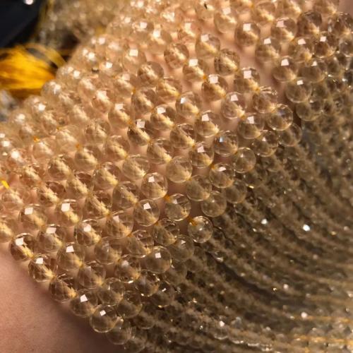 Perles Citrine naturelles, perles de citrine, Rond, poli, DIY & normes différentes pour le choix & facettes, Jaune, Vendu par Environ 38 cm brin