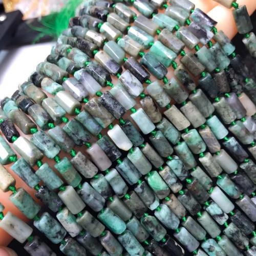 Gemstone Smycken Pärlor, Emerald, Kolonn, polerad, DIY, blandade färger, 6x9mm, Såld Per Ca 38 cm Strand
