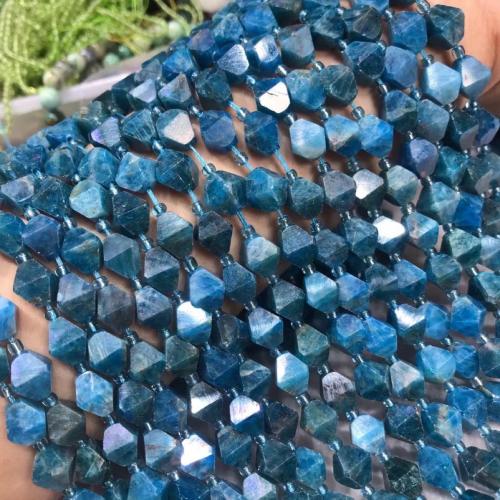 Gemstone Smycken Pärlor, apatiter, Rhombus, polerad, DIY & fasetterad, blå, 8x10mm, Såld Per Ca 38 cm Strand