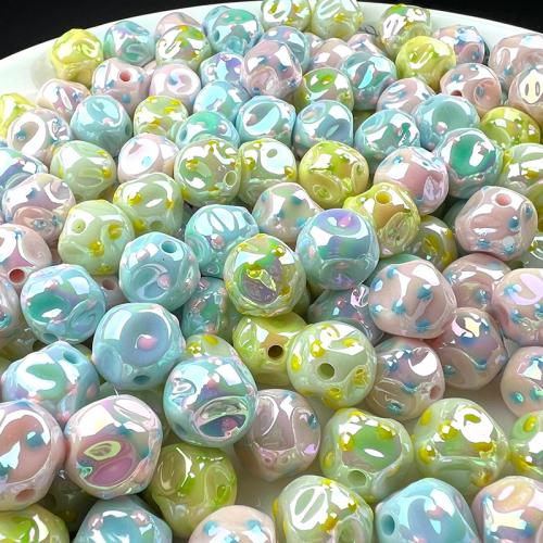 Belagte akryl perler, Uregelmæssig, farverig forgyldt, du kan DIY & luminated & emalje, blandede farver, 15mm, Ca. 200pc'er/Bag, Solgt af Bag
