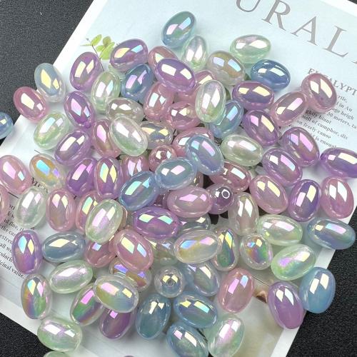 Belagte akryl perler, Oval, farverig forgyldt, du kan DIY, blandede farver, 13x18mm, Ca. 200pc'er/Bag, Solgt af Bag