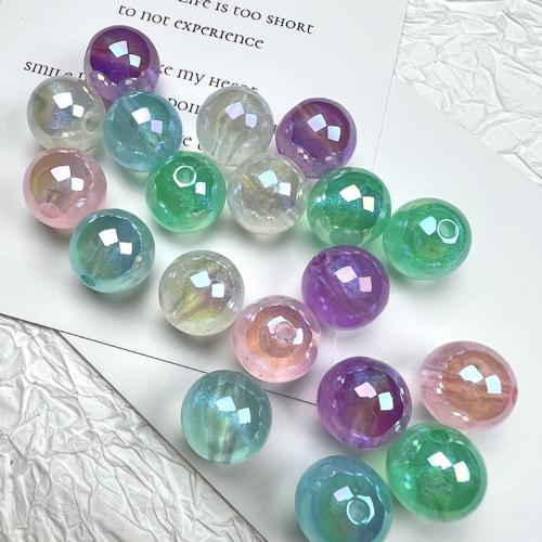 Plated Acrylic Beads Round UV plating DIY & luminated mixed colors 16mm Approx Sold By Bag