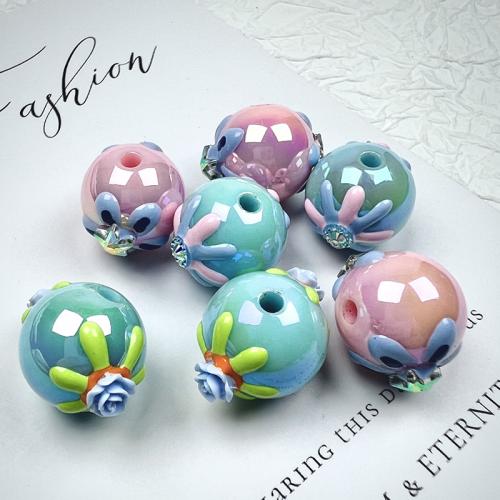 Belagte akryl perler, Runde, farverig forgyldt, du kan DIY, blandede farver, 16mm, Ca. 200pc'er/Bag, Solgt af Bag