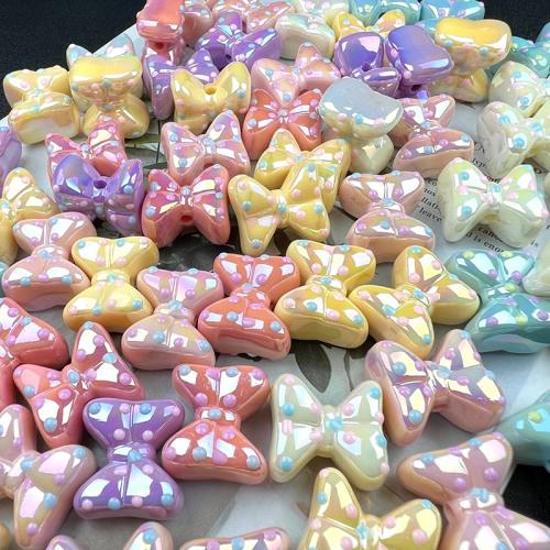 Plated Acrylic Beads Bowknot colorful plated DIY & luminated mixed colors 20mm Approx Sold By Bag
