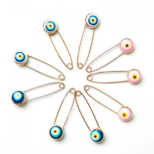 Fashion Brooch Jewelry Iron with Resin Round plated Unisex & evil eye pattern 36mm Sold By PC
