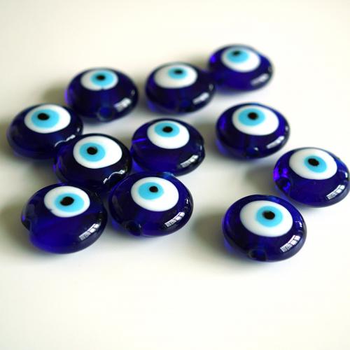 Glass Evil Eye Beads Lampwork Round DIY & evil eye pattern Sold By Bag