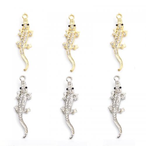 Tibetan Style Animal Pendants, Crocodile, plated, enamel & with rhinestone, more colors for choice, 11.70x42mm, Sold By PC