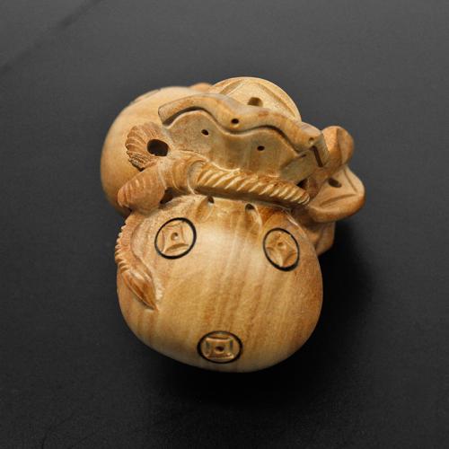 Wood Pendants Peach Wood Money Bag Carved DIY yellow Sold By PC