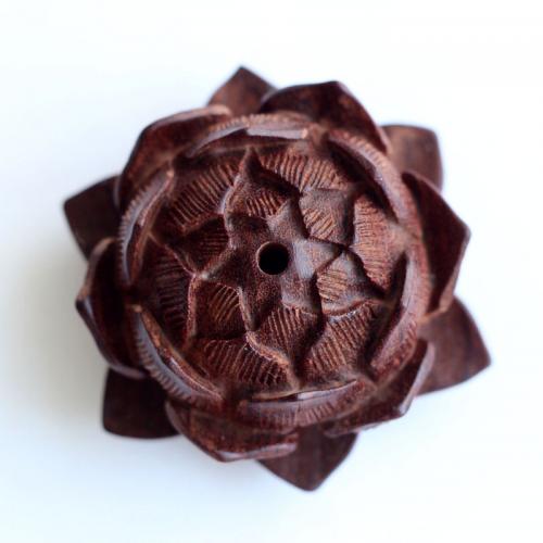 Wood Beads Sandalwood Flower Carved DIY reddish-brown Sold By PC