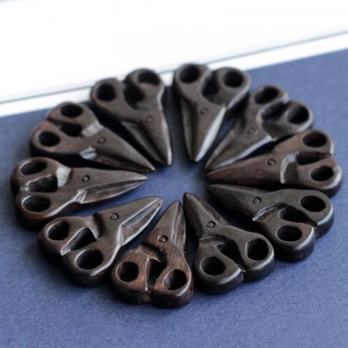 Wood Pendants Black Sandalwood Scissors Carved DIY black Sold By PC