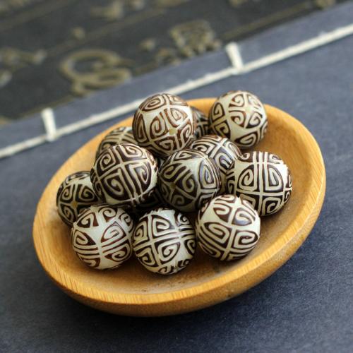 Wood Beads Bodhi Round Carved DIY 14mm Sold By PC