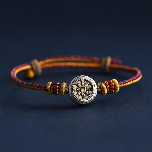 laiton bracelet, avec cordon de polyester, Placage, Vintage & unisexe, Longueur Environ 7-11 pouce, Vendu par PC