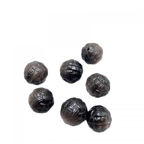 Spacer Beads Jóias, Prata+Obsidiana, esculpidas, DIY, beads length 13-14mm, vendido por PC