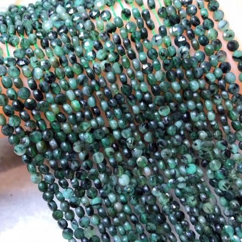 Gemstone šperky Korálky, Emerald, Flat Round, lesklý, DIY & tváří, zelený, nikl, olovo a kadmium zdarma, 2x4mm, Prodáno za Cca 38 cm Strand