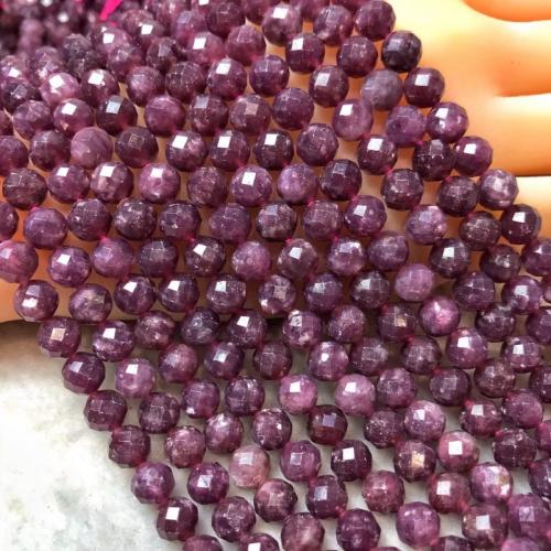 Gemstone smykker perler, Runde, poleret, du kan DIY & forskellig størrelse for valg & facetteret, fuchsia, Solgt Per Ca. 38 cm Strand