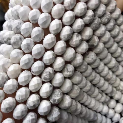 Turkos pärlor, magnesit, Abacus, polerad, DIY & olika storlek för val & fasetterad, vit, Såld Per Ca 38 cm Strand