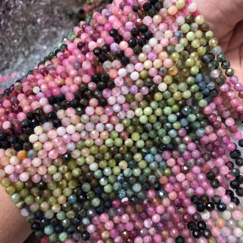 Gemstone smykker perler, Turmalin, Runde, poleret, du kan DIY & facetteret, blandede farver, Length about 4-4.5mm, Solgt Per Ca. 38 cm Strand