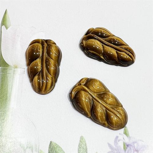 Natural Tiger Eye Pendants Leaf Carved DIY mixed colors 30.37mm Sold By PC