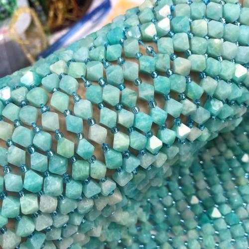 Amazonit Perlen, Rhombus, poliert, DIY & facettierte, blau, 7x8mm, verkauft per ca. 38 cm Strang