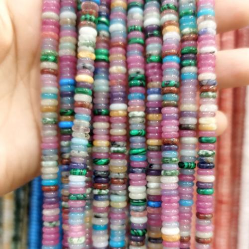 Gemstone smykker perler, Natursten, Flad Rund, du kan DIY & forskellige materialer til valg, flere farver til valg, 2x4mm, Solgt Per Ca. 38 cm Strand