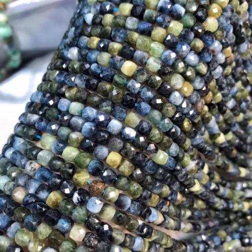 Gemstone šperky Korálky, Tourmaline, Náměstí, lesklý, DIY & tváří, smíšené barvy, 4.50mm, Prodáno za Cca 38 cm Strand