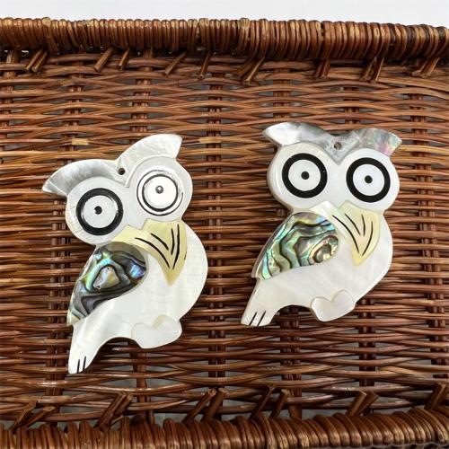 Shell Pendants Owl patchwork & fashion jewelry & DIY mixed colors 44mm Sold By PC