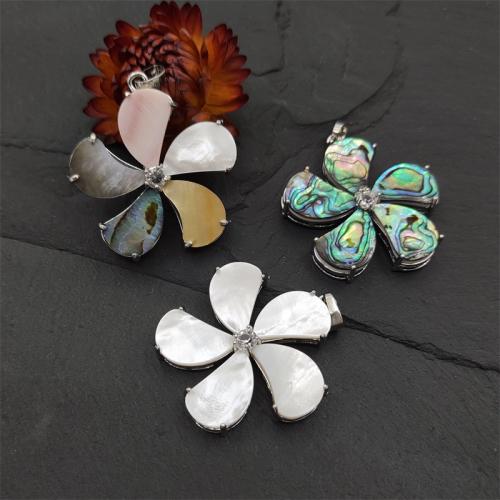 Shell Pendants with Brass silver color plated random style & fashion jewelry & DIY & with rhinestone & mixed Sold By PC