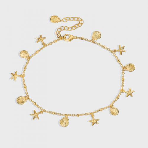 Brass Anklet 18K gold plated fashion jewelry & for woman nickel lead & cadmium free Length Approx 25-26.5 cm Sold By Pair