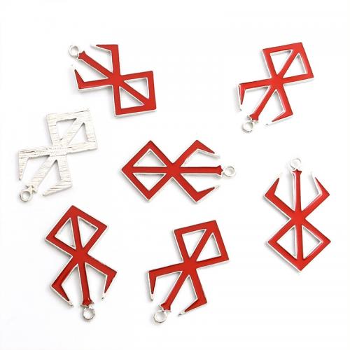 Zinc Alloy Rhinestone Pendants Heart silver color plated DIY & enamel red Sold By PC