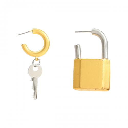 Zinc Alloy Stud Earring Lock and Key plated fashion jewelry & for woman gold nickel lead & cadmium free Sold By Pair