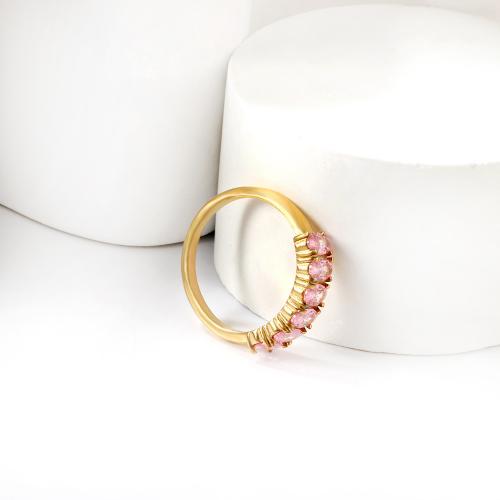 Cubic Zirconia rustfrit stål fingre Ringe, 304 rustfrit stål, forgyldt, mode smykker & forskellig størrelse for valg & Micro Pave cubic zirconia & for kvinde, flere farver til valg, nikkel, bly & cadmium fri, wide:5mm, Solgt af PC