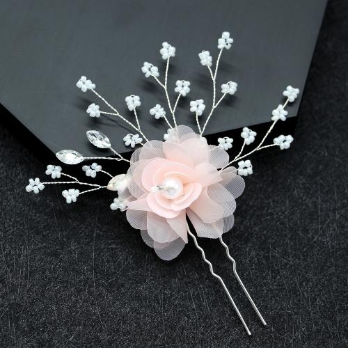 Hair Stick Iron with Plastic fashion jewelry & for woman pink Sold By PC