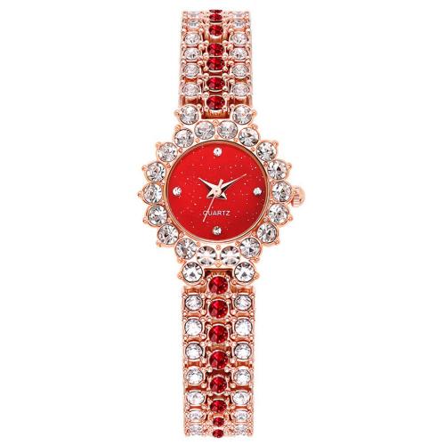 Zinc Alloy Watch Bracelet with Glass Round plated Chinese movement & for woman & with rhinestone watch size bracelet length 170mm Sold By PC