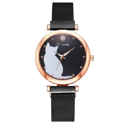 Zinc Alloy Watch Bracelet with Glass Round plated Chinese movement & for woman & with rhinestone watch size bangle inner diameter 60mm Sold By PC