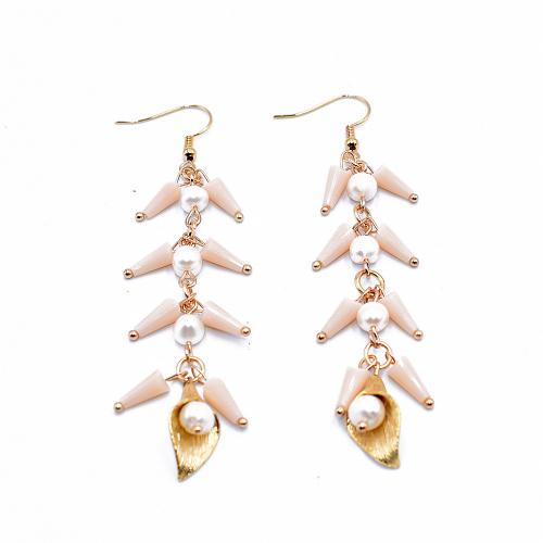 Freshwater Pearl Earrings Brass with Freshwater Pearl & Crystal gold color plated fashion jewelry & for woman mixed colors nickel lead & cadmium free 88mm Sold By Pair