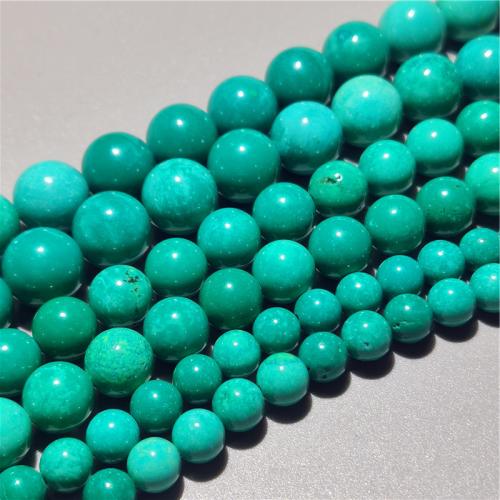 Turkos pärlor, Natural Turquoise, Rund, DIY & olika storlek för val, grön, Såld Per Ca 38 cm Strand