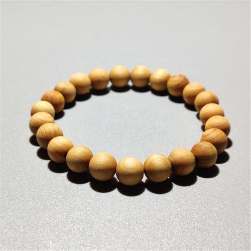 Wrist Mala Thuja Sutchuenensis Round fashion jewelry & Unisex earth yellow Length Approx 18 cm Sold By PC