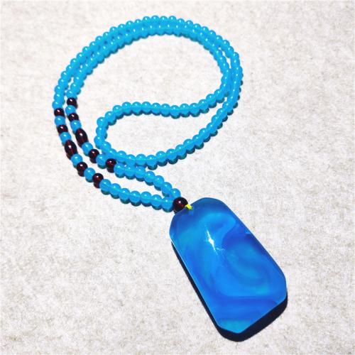 Sweater Chain Necklace Resin & Unisex blue Length about 50mm Length Approx 60 cm Sold By PC